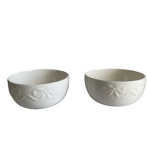 Mikasa Embossed Bow Tie Pattern Bone China Set Of 2 Cereal Bowls